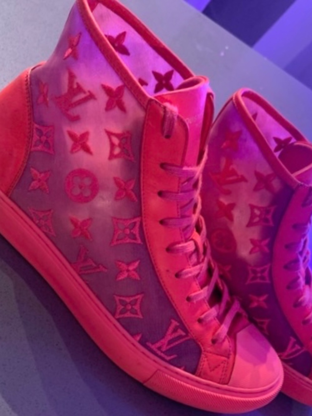 Pink Monogram Tattoo Line Mesh  Sneakers